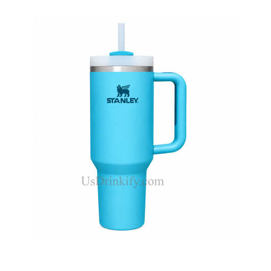 Stanley Blue Insulated Tumbler with Handle & Straw – Reusable Travel Coffee Cup