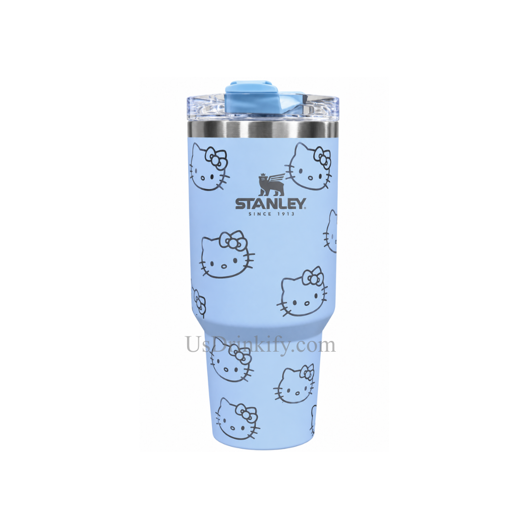 Stanley Hello Kitty Blue Stainless Steel Insulated Tumbler with Lid Cute Travel Cup
