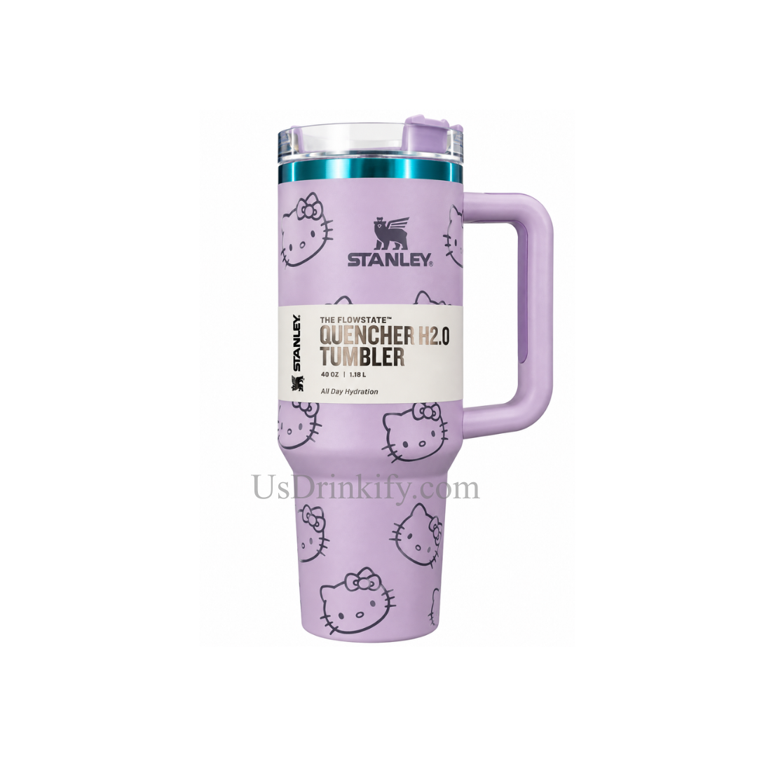 Stanley 40oz Hello Kitty Purple Quencher H2.0 Insulated Tumbler with Handle & Lid