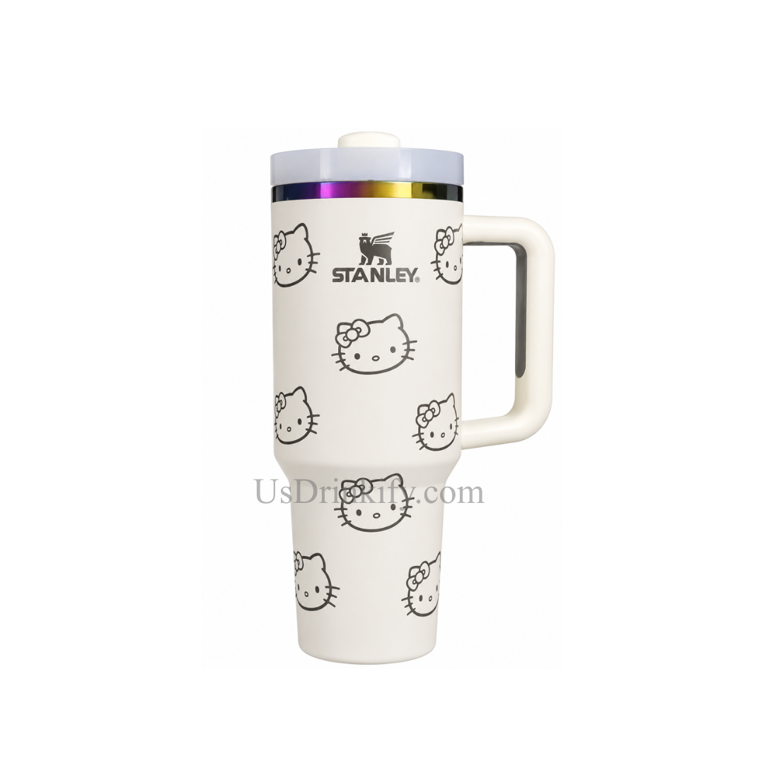Stanley 40oz Hello Kitty Cream White Insulated Tumbler with Handle & Lid Travel Cup