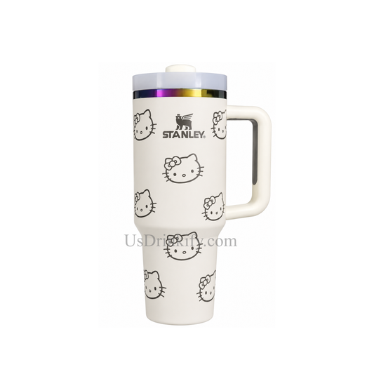 Stanley 40oz Hello Kitty Cream White Insulated Tumbler with Handle & Lid Travel Cup
