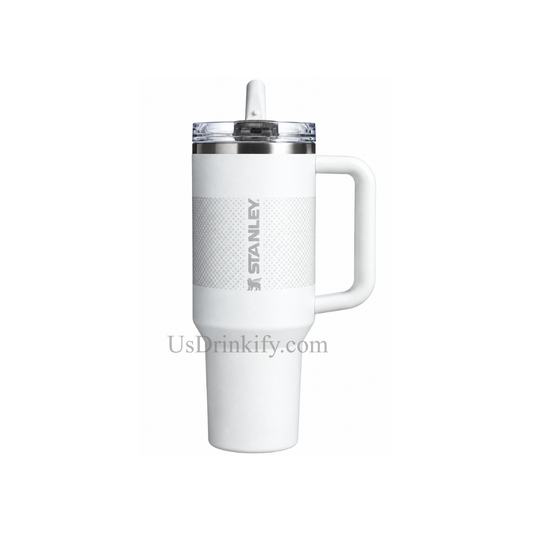 Stanley White Stainless Steel Insulated Tumbler with Handle & Lid Travel Coffee Cup