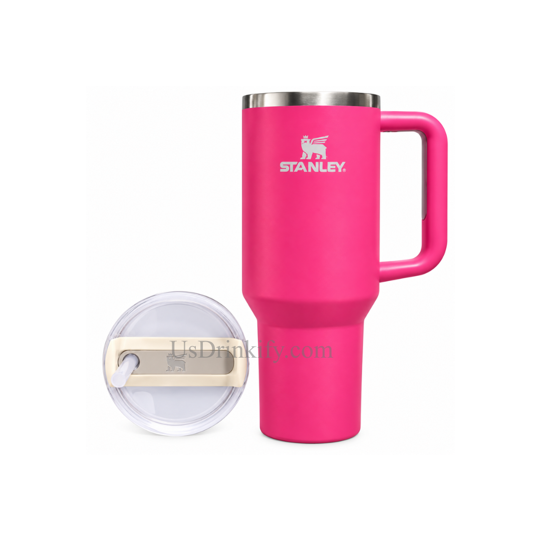 Stanley Hot Pink Stainless Steel Insulated Tumbler with Handle, Lid & Straw Travel Cup