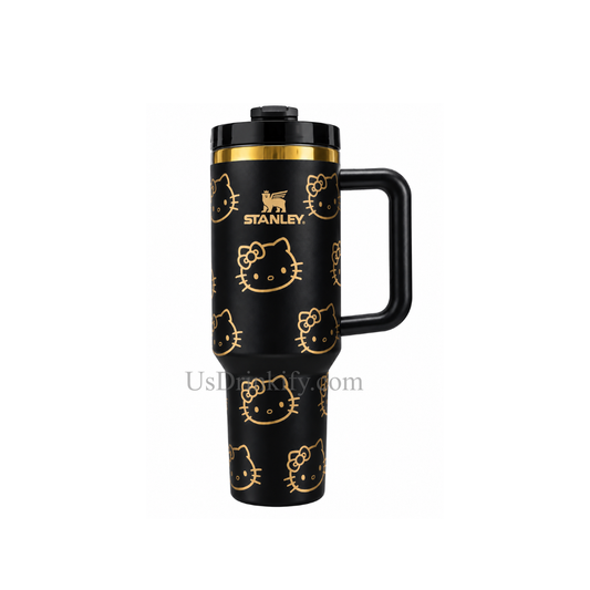 Hello Kitty Black & Gold 40oz Insulated Stainless Steel Tumbler with Handle & Lid