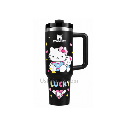 Stanley Hello Kitty Black Lucky Insulated Tumbler with Handle & Lid Cute Travel Cup