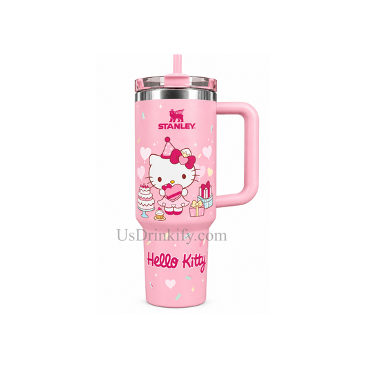 Stanley Hello Kitty Pink Insulated Tumbler with Handle, Lid & Straw Cute Travel Cup