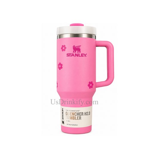 Stanley Quencher H2.0 40oz Pink Floral Insulated Stainless Steel Tumbler with Handle & Lid