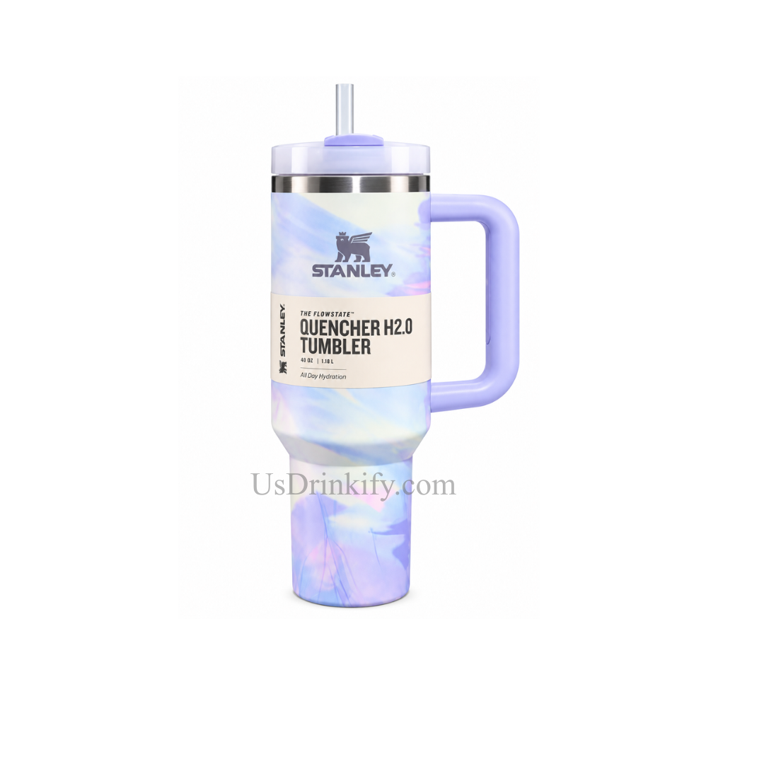 Stanley Quencher H2.0 40oz Pastel Lavender Marble Insulated Tumbler with Handle, Lid & Straw