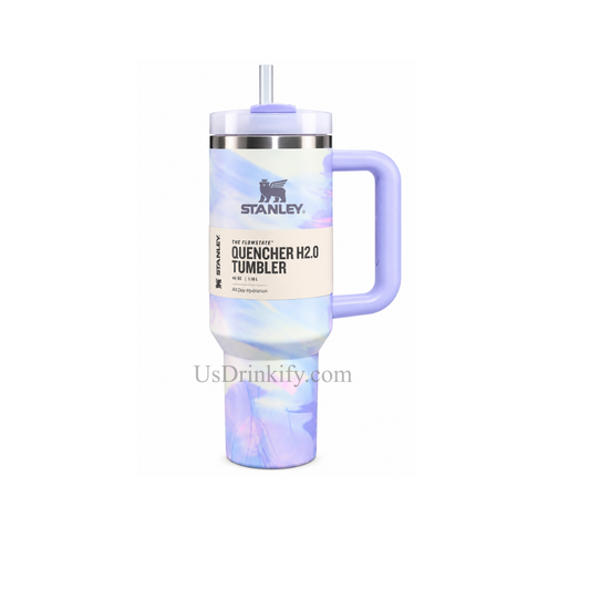Stanley Quencher H2.0 40oz Pastel Lavender Marble Insulated Tumbler with Handle, Lid & Straw