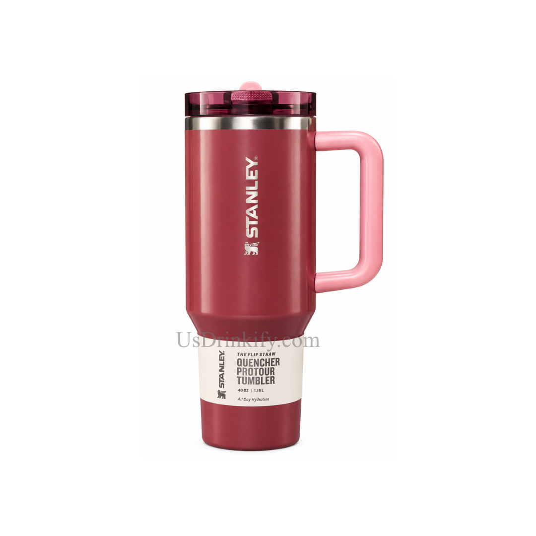 Stanley Quencher ProTour 40oz Rose Pink Insulated Stainless Steel Tumbler with Flip Straw Lid & Handle