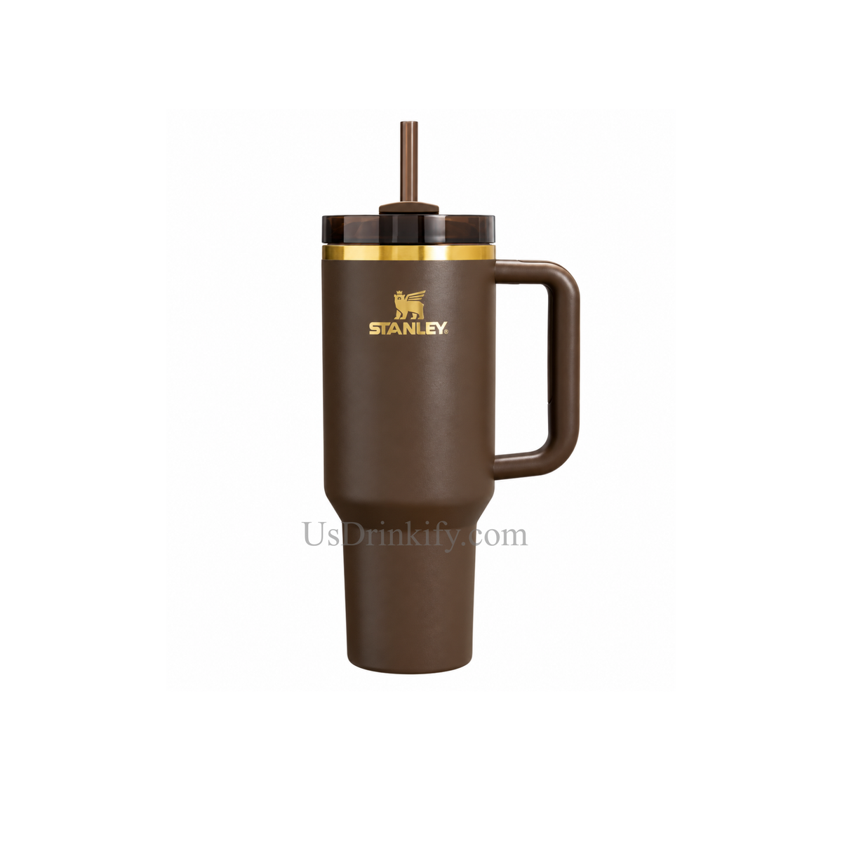 Stanley 40oz Insulated Stainless Steel Tumbler with Handle & Straw – Chocolate Brown Gold Edition Travel Mug