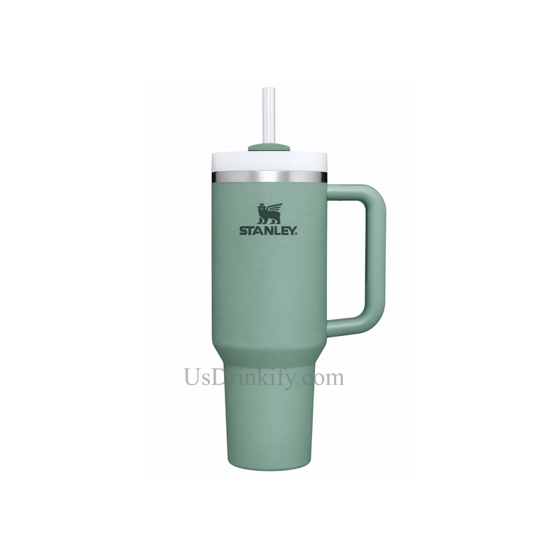 Stanley 40oz Sage Green Insulated Stainless Steel Tumbler with Handle & Straw – Matte Green Travel Mug