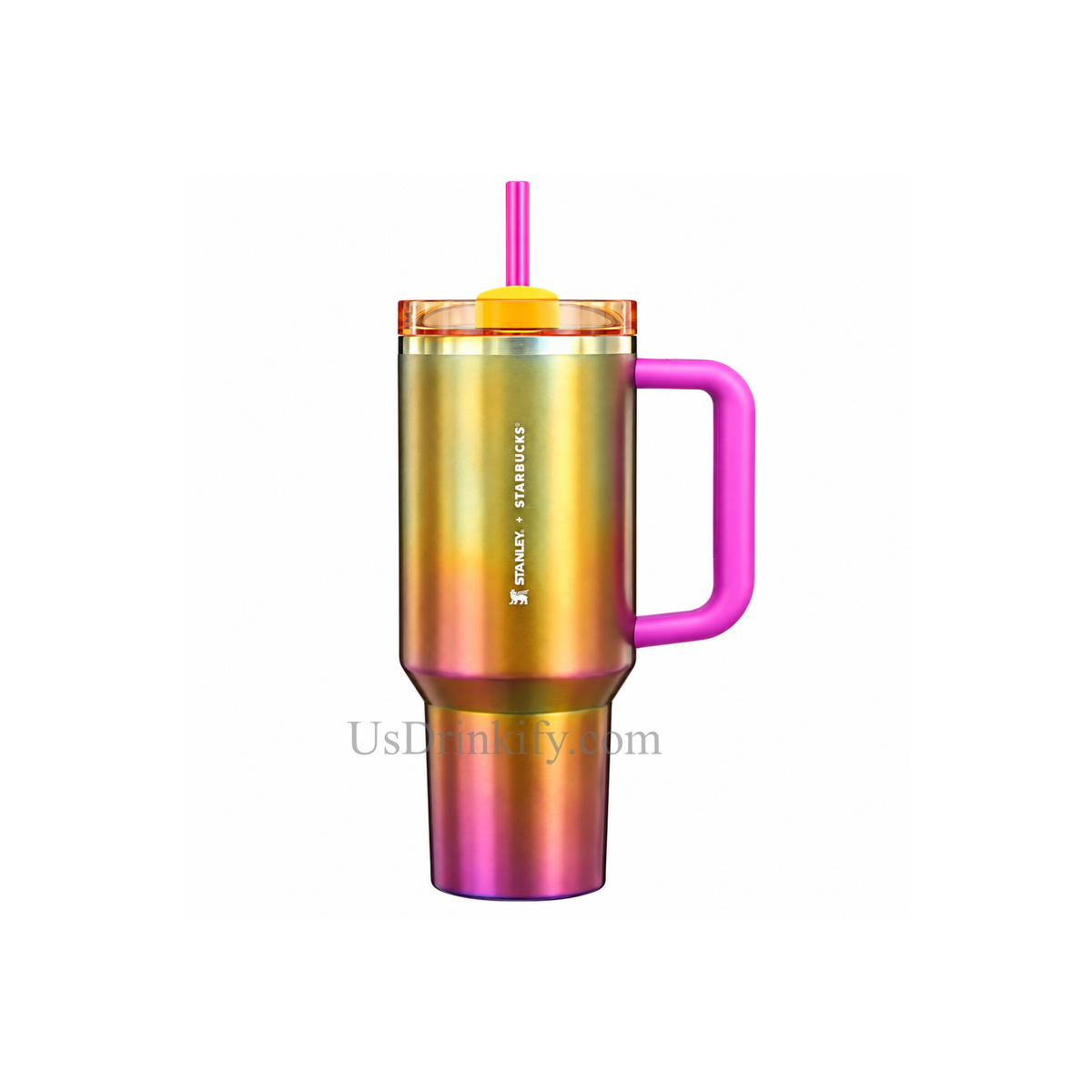 Stanley 40oz Emerald Green Black Insulated Tumbler with Handle & Straw – Gold Accent Stainless Steel Travel Mug