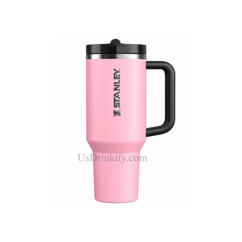 Stanley 40oz Hot Pink Insulated Stainless Steel Tumbler with Black Handle & Straw – Bright Fuchsia Travel Mug