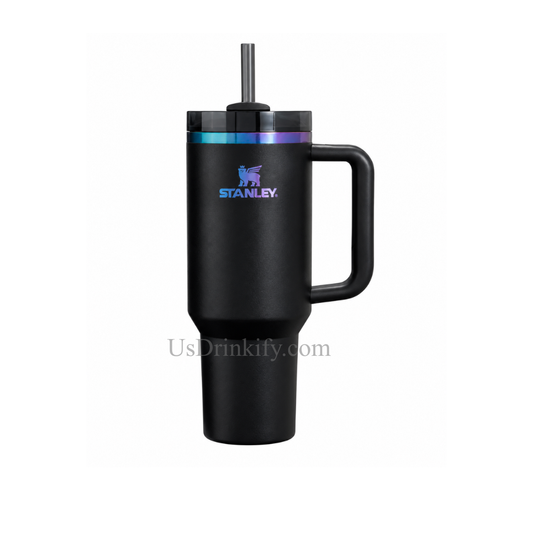 Stanley 40oz Black Stainless Steel Insulated Tumbler with Handle & Straw Travel Cup