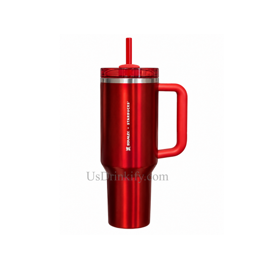 Stanley x Starbucks Red Stainless Steel Insulated Tumbler with Handle & Straw Travel Cup