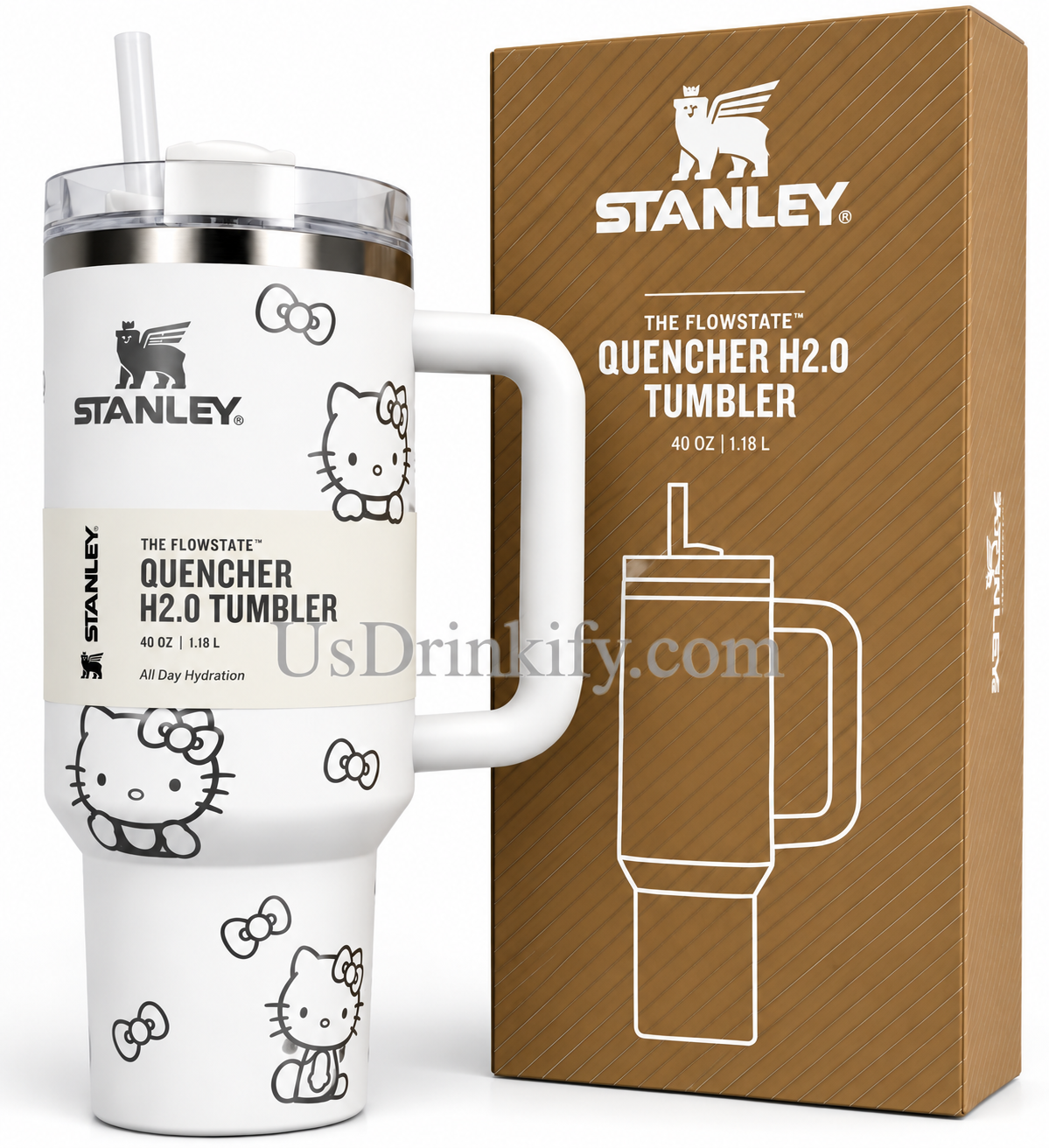 Stanley Quencher H2.0 Tumbler – White Hello Kitty Edition (40 oz)